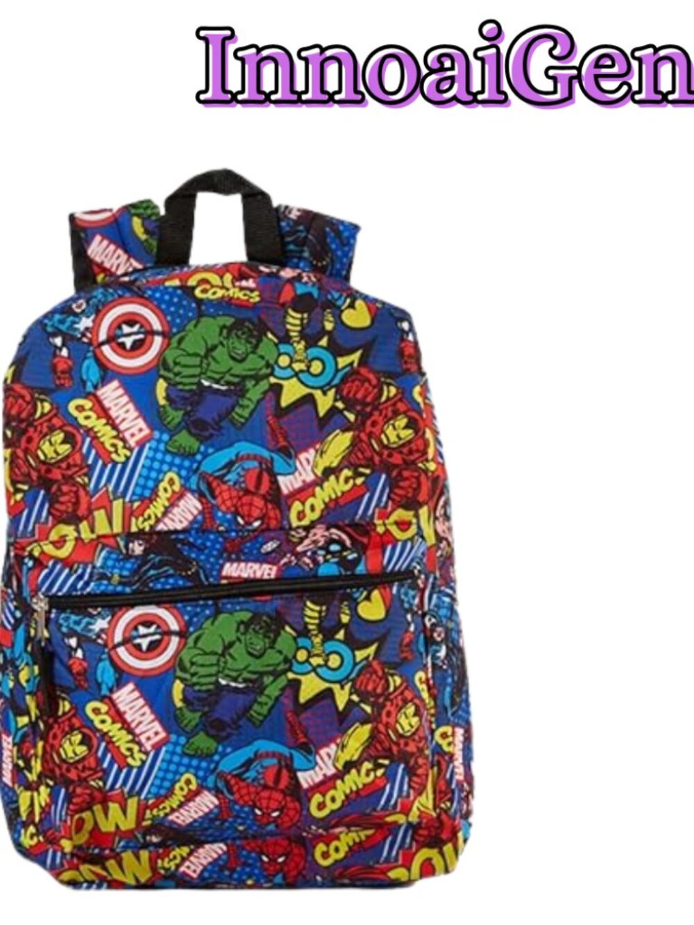 Marvel Comics Avengers Backpack 16" Retro Spider-Man Hulk Iron Man Blue NWOT